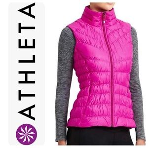 Athleta goose down vest magenta pink M